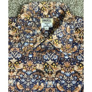 Maus Hoffman Liberty of London Fabric Shirt Mens Large Floral Bird Button Up S/S